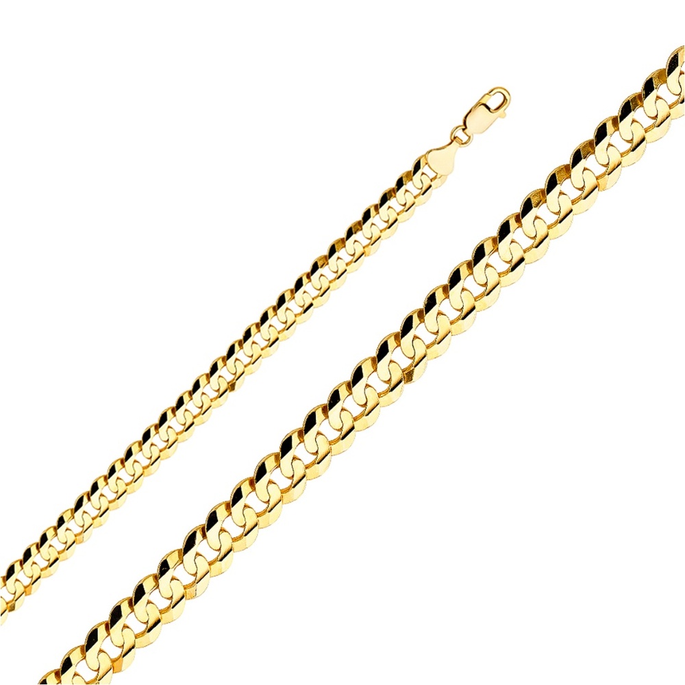 14k Yellow 9.8mm Cuban Concave Chain - 26"